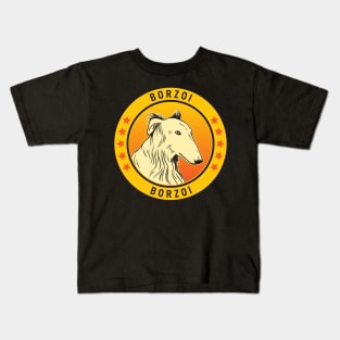 Borzoi Dog Portrait Kids T-Shirt